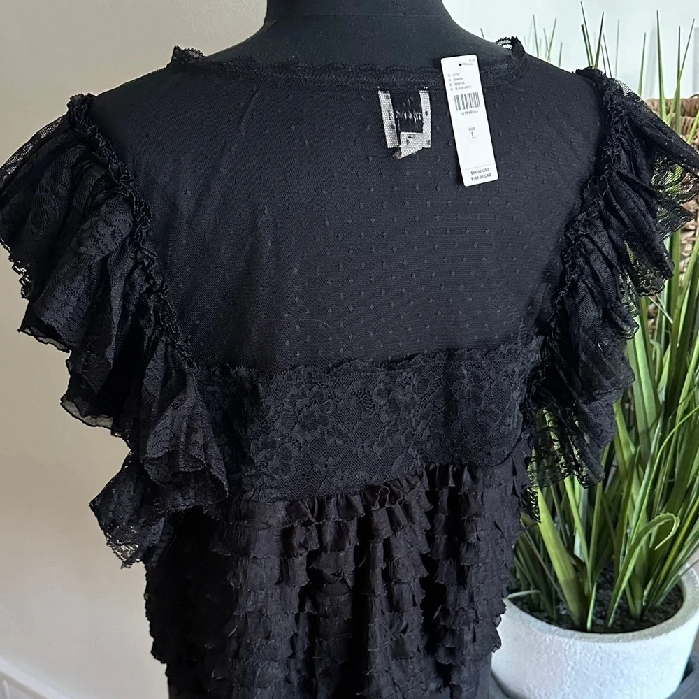 BNWT - Anthropologie Maeve Sheer Ruffle Lace Blouse - Large - Picture 8 of 9